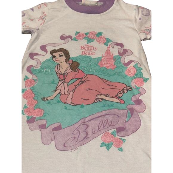 RARE Vintage 90s Disney Belle Beauty & The Beast Nightgown 4T Ruffle Hem - Picture 3 of 13